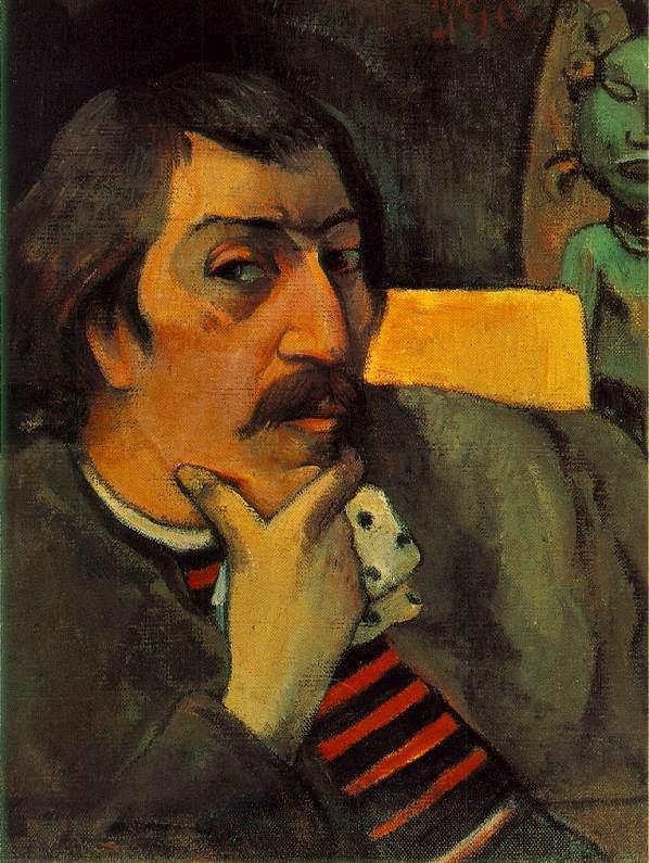 Portrait of the Artist with the Idol - Paul Gauguin Painting